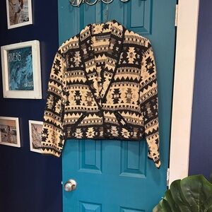 Vintage New Identity Tribal Patterned Tapestry Jacket - M